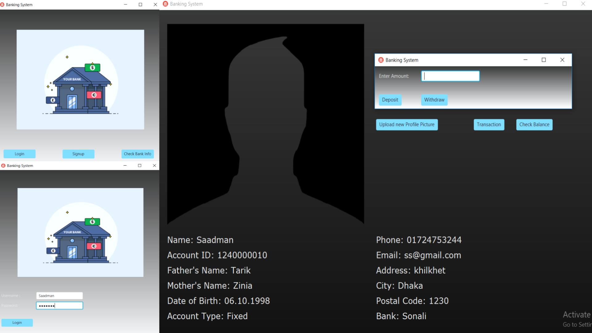 Banking system application